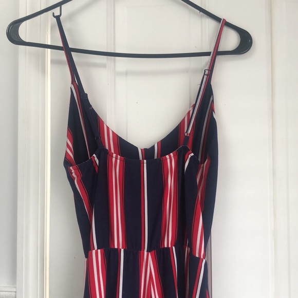 Blue striped wrap cullotte jumpsuit - Picture 3 of 5